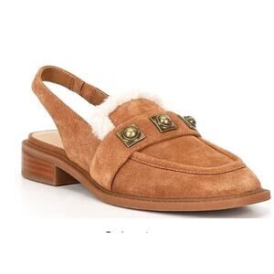 Chelsea & Violet Lundin Suede Slingback Flats Faux Fur 7.5